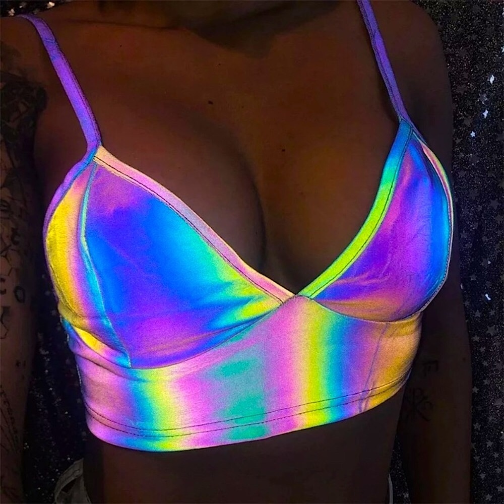 Reflective v-neck crop top